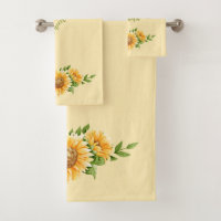 Monogram Sunflowers Yellow Green Floral Flowers