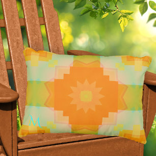 Monogram Sunny Summer Pattern Outdoor Pillow