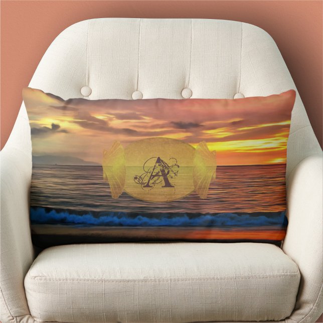 Monogram Sunset 1577  Lumbar Pillow (Creator Uploaded)