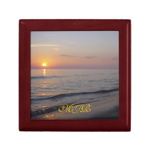 Monogram Sunset Beach Waves, Serene and Peaceful Keepsake Box