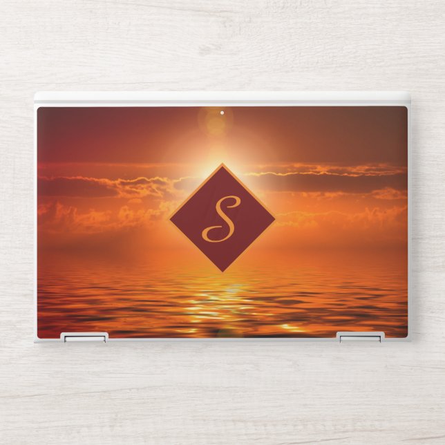 Monogram Sunset Orange Golden Sky Sea of Gold HP Laptop Skin (Front)