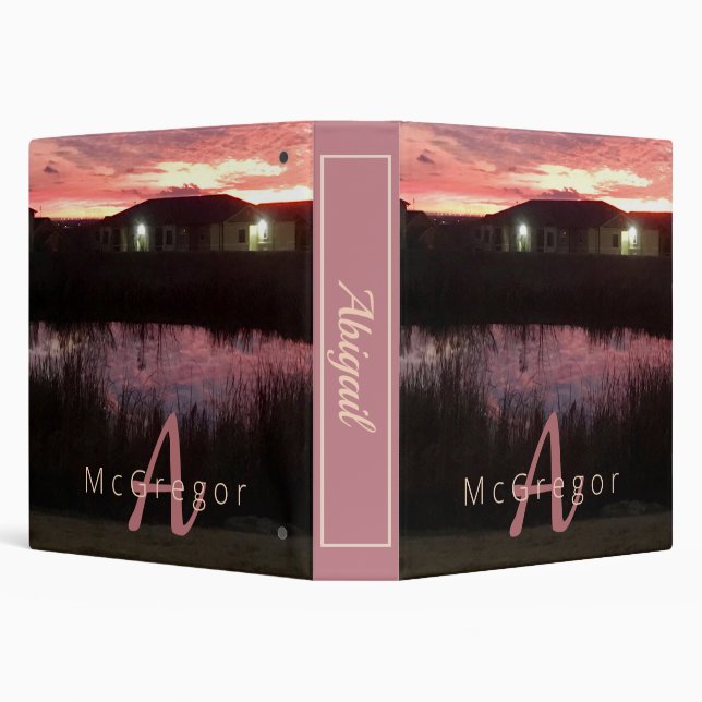 Monogram Sunset Reflection 3 Ring Binder (Background)