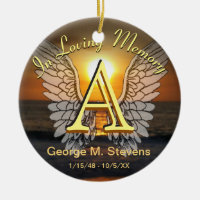 Monogram Sunset / Sunrise Memorial Ceramic Ornament