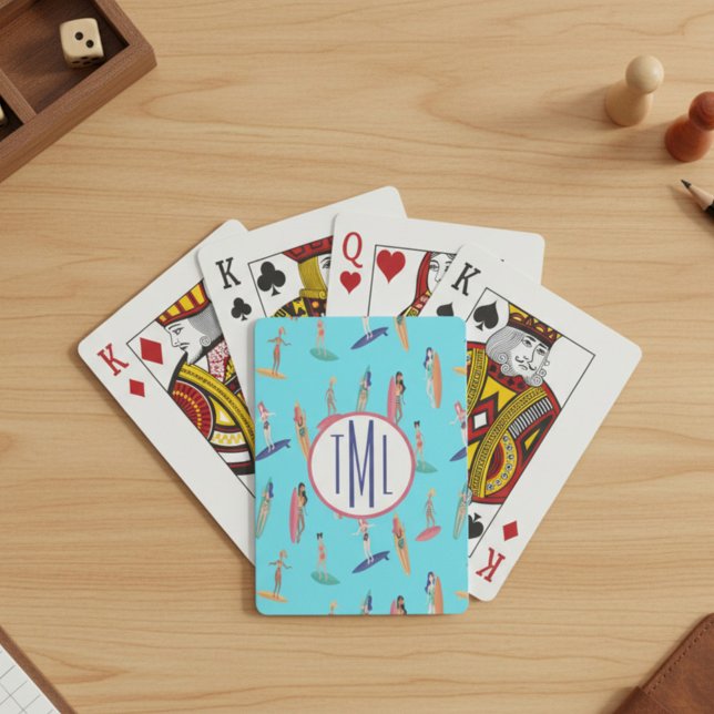 Monogram Surfer Girl Poker Cards (Creator Uploaded)