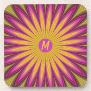 Monogram Surreal Sunflower Burst of Color Beverage Coaster