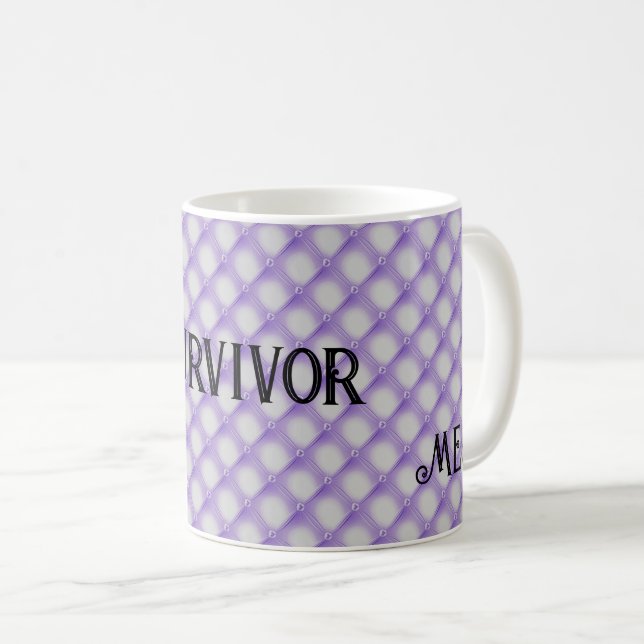 Monogram & Survivor, Purple Tufted Pattern 11oz Coffee Mug (Front Right)