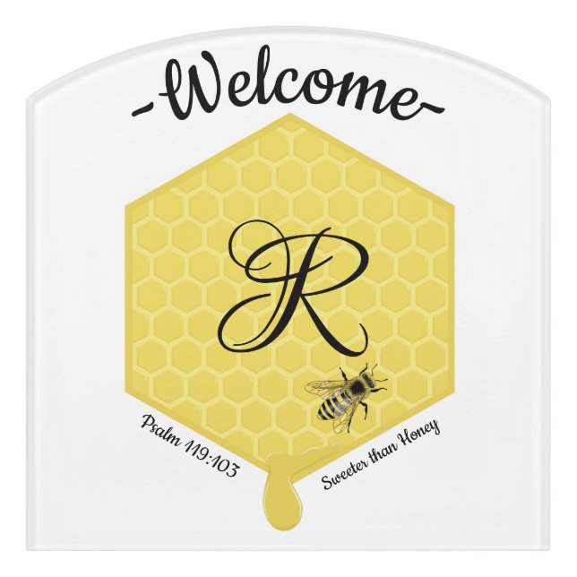 Monogram Sweeter Than Honey Sign (Contour Front)