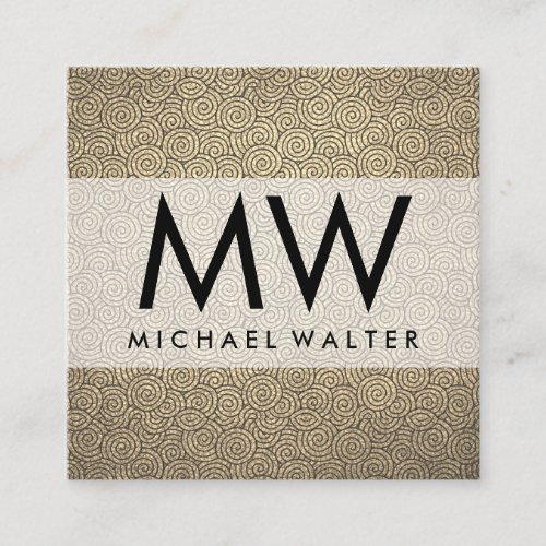 Monogram Swirl Pattern Square Business Card