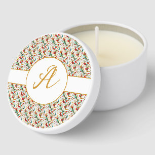 Monogram Swirled christmas floral Mini Candle Favors
