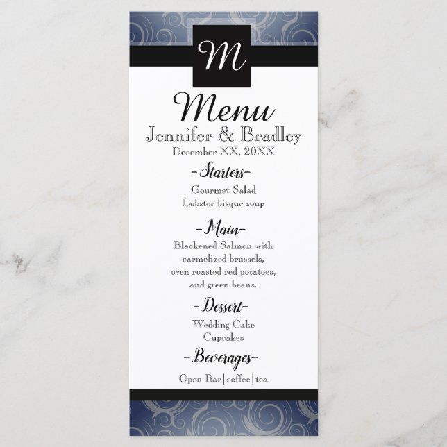 Monogram Swirls Menu (Front)