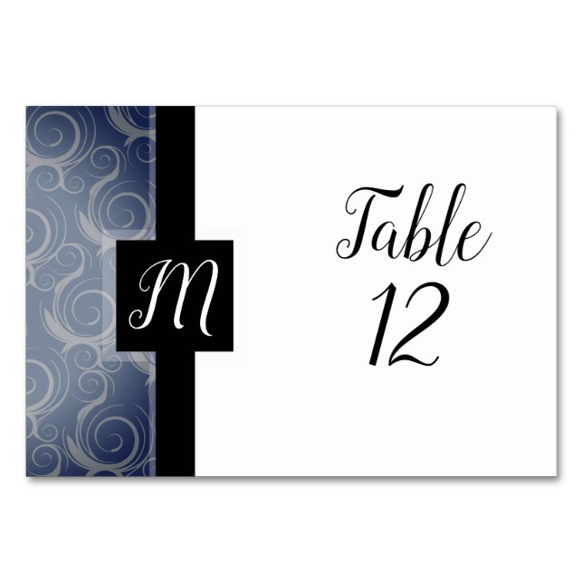 Monogram Swirls Table Card (Front)