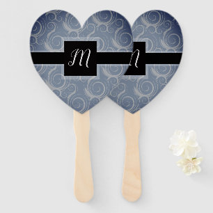 Monogram Swirls wedding Favor Hand Fan