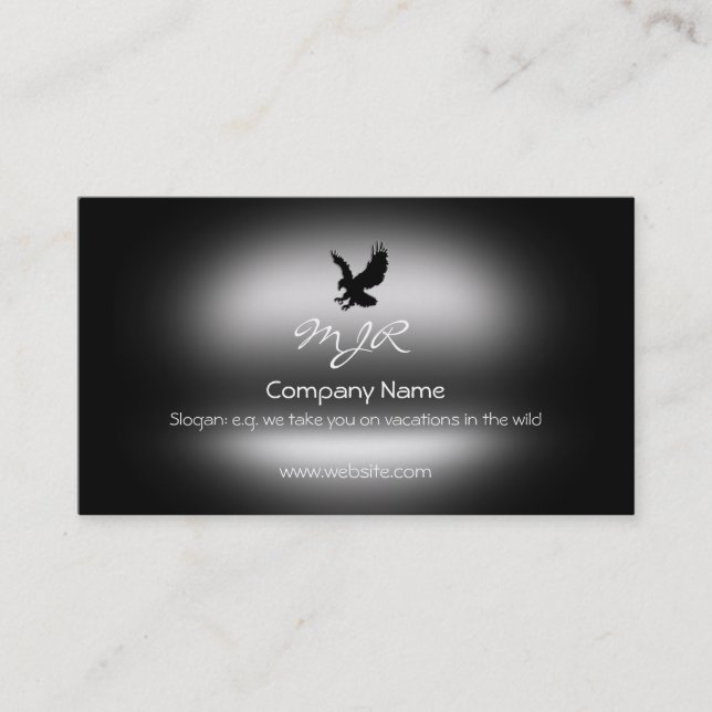 Monogram, Swooping Eagle, metallic-effect Business Card (Front)
