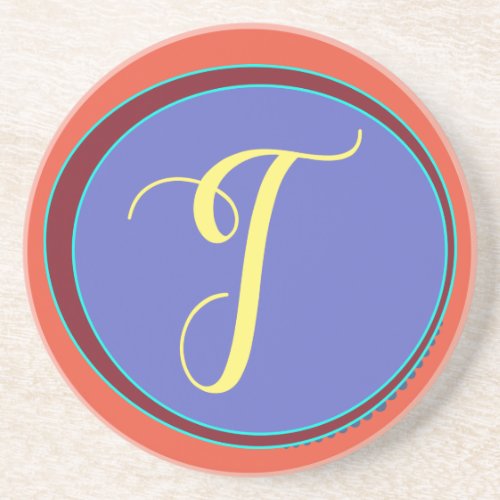 Monogram T Sandstone Coaster