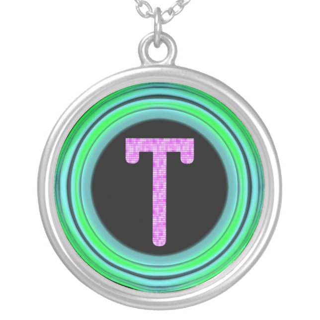 Monogram "T" Silver Plated Necklace (Front)