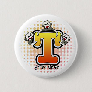 Monogram T Sock Monkey Button