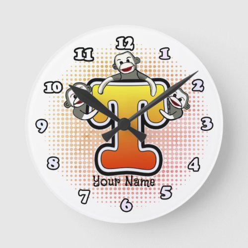Monogram T Sock Monkey clock