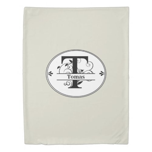 Monogram T with name and color choice Duvet Cover