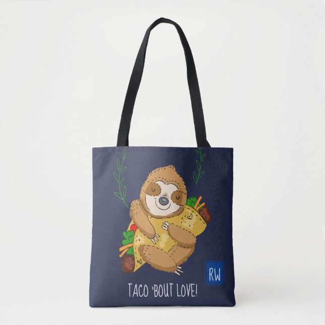 Monogram Taco 'Bout Love Sloth Tote Bag (Front)