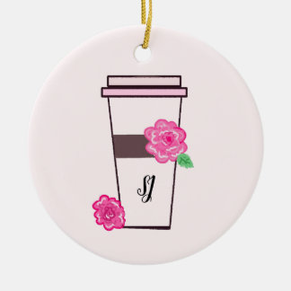 Monogram Tall Coffee Beverage Ceramic Ornament