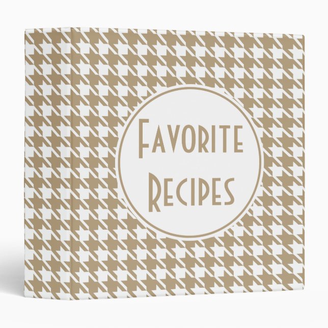Monogram Tan Houndstooth Recipe Binder (Front/Spine)