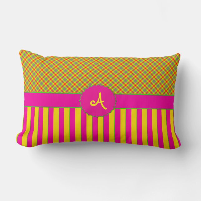 Monogram Tartan LUMBAR PILLOW Tutti Frutti Yellow (Front)