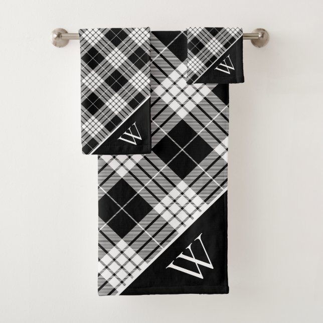 Monogram Tartan Plaid Bath Towel Set (Insitu)