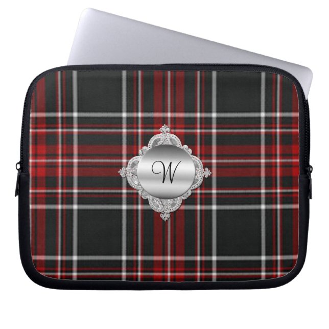 Monogram Tartan Plaid Laptop Cover (Front)