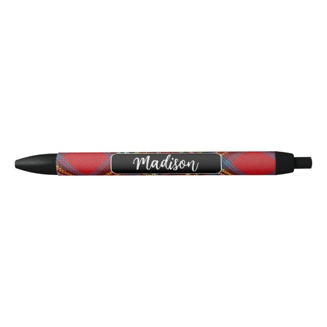 Monogram Tartan Plaid Name Writing Pen (Front)