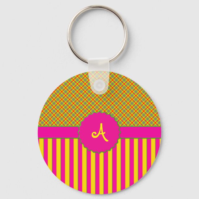 Monogram Tartan Tutti Frutti Yellow Keychain (Front)