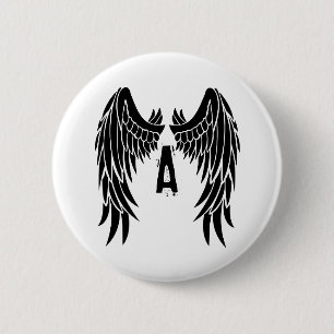 Monogram Tattoo Angel Wing Button