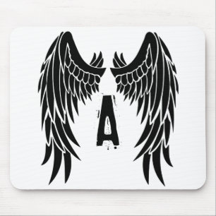 Monogram Tattoo Angel Wing Mouse Pad