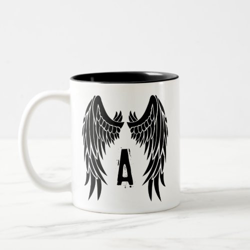 Monogram Tattoo Angel Wing Two_Tone Coffee Mug