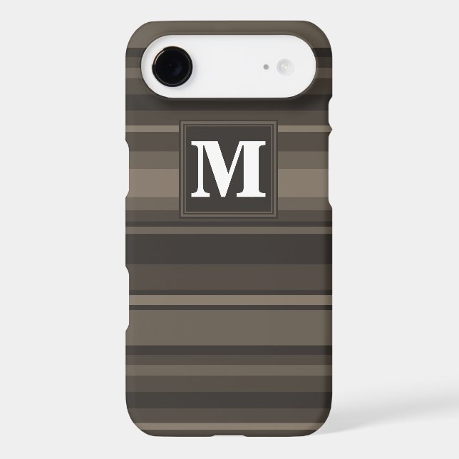 Monogram taupe stripes Case-Mate iPhone case (Back)