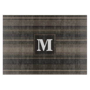 Monogram taupe stripes cutting board