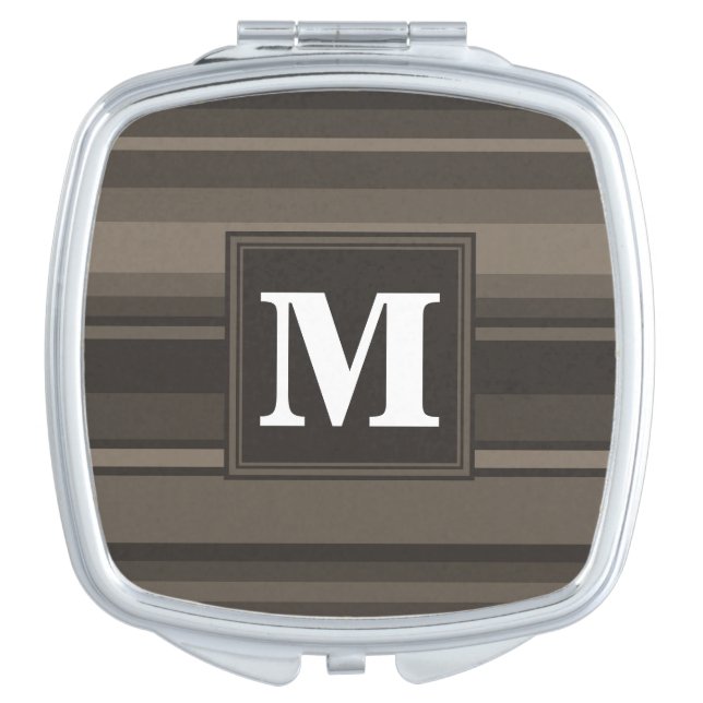 Monogram taupe stripes vanity mirror (Front)