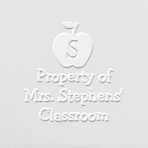Monogram Teacher Classroom Custom Book Property of Embosser