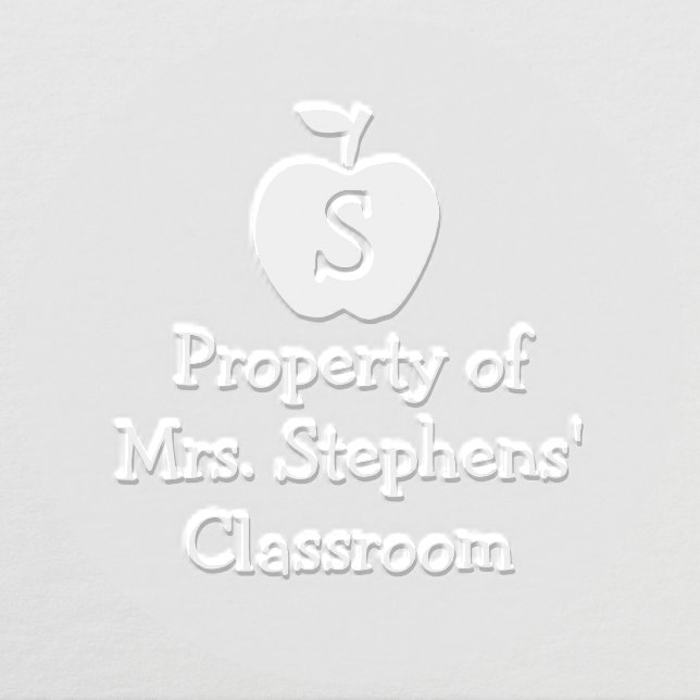 Monogram Teacher Classroom Custom Book Property of Embosser (Design)