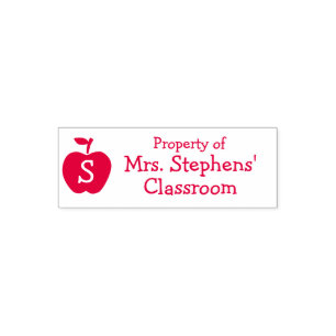 Monogram Teacher Classroom Custom Book Property of Self-inking Stamp
