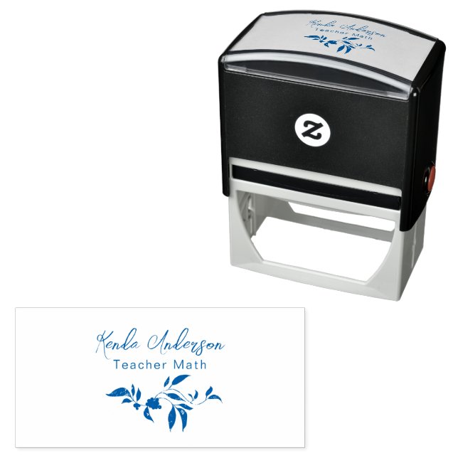 Monogram Teacher Name Leaves of Flower Classroom Self-inking Stamp (In Situ)
