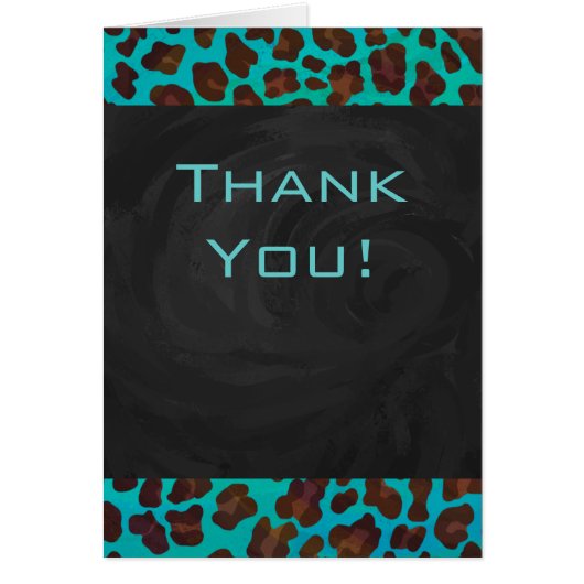 Monogram Teal and Brown Leopard Cards (Front)