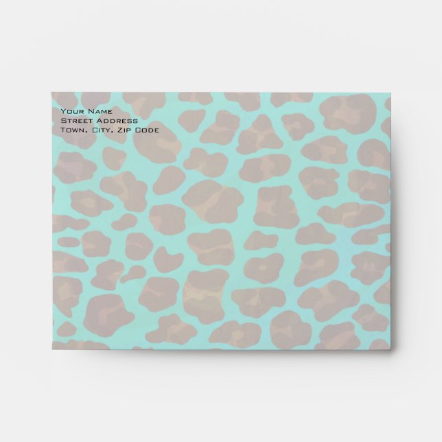 Monogram Teal and Brown Leopard Envelope (Front)