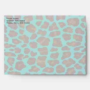 Monogram Teal and Brown Leopard Envelope