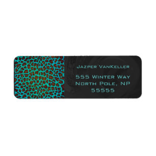 Monogram Teal and Brown Leopard Label
