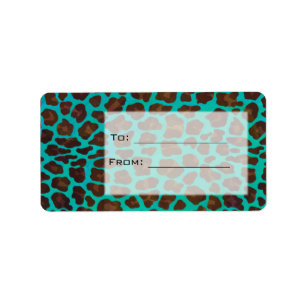 Monogram Teal and Brown Leopard Label