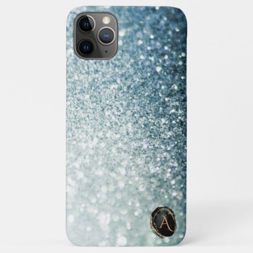  Monogram TEAL Gradient Ombre Glitter iPhone 11 Pro Max Case