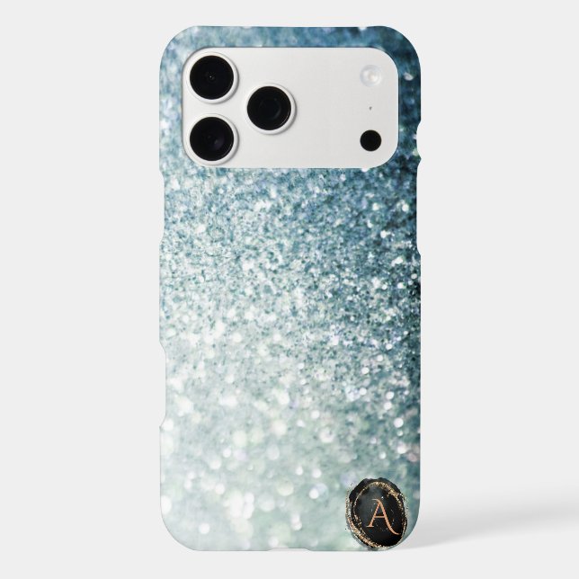 *~* Monogram TEAL Gradient Ombre Glitter Iphone Case (Back)