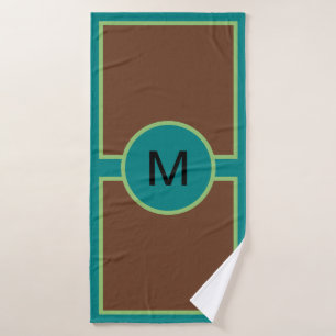 Monogram Teal Green Brown Towel Set