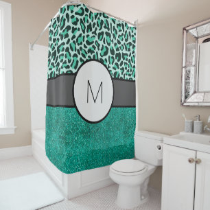 Monogram Teal Luxury Shower Curtain Bath
