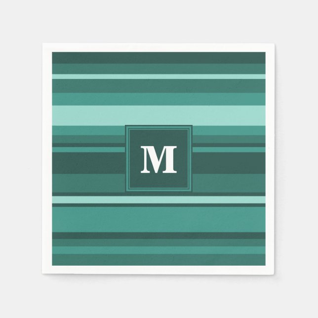 Monogram teal stripes napkins (Front)